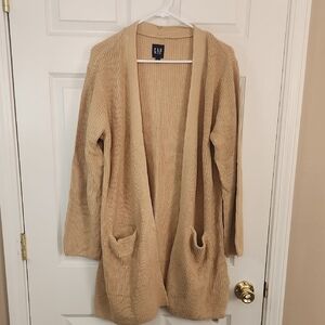 GAP Tan Open Front Long Cardigan Sweater